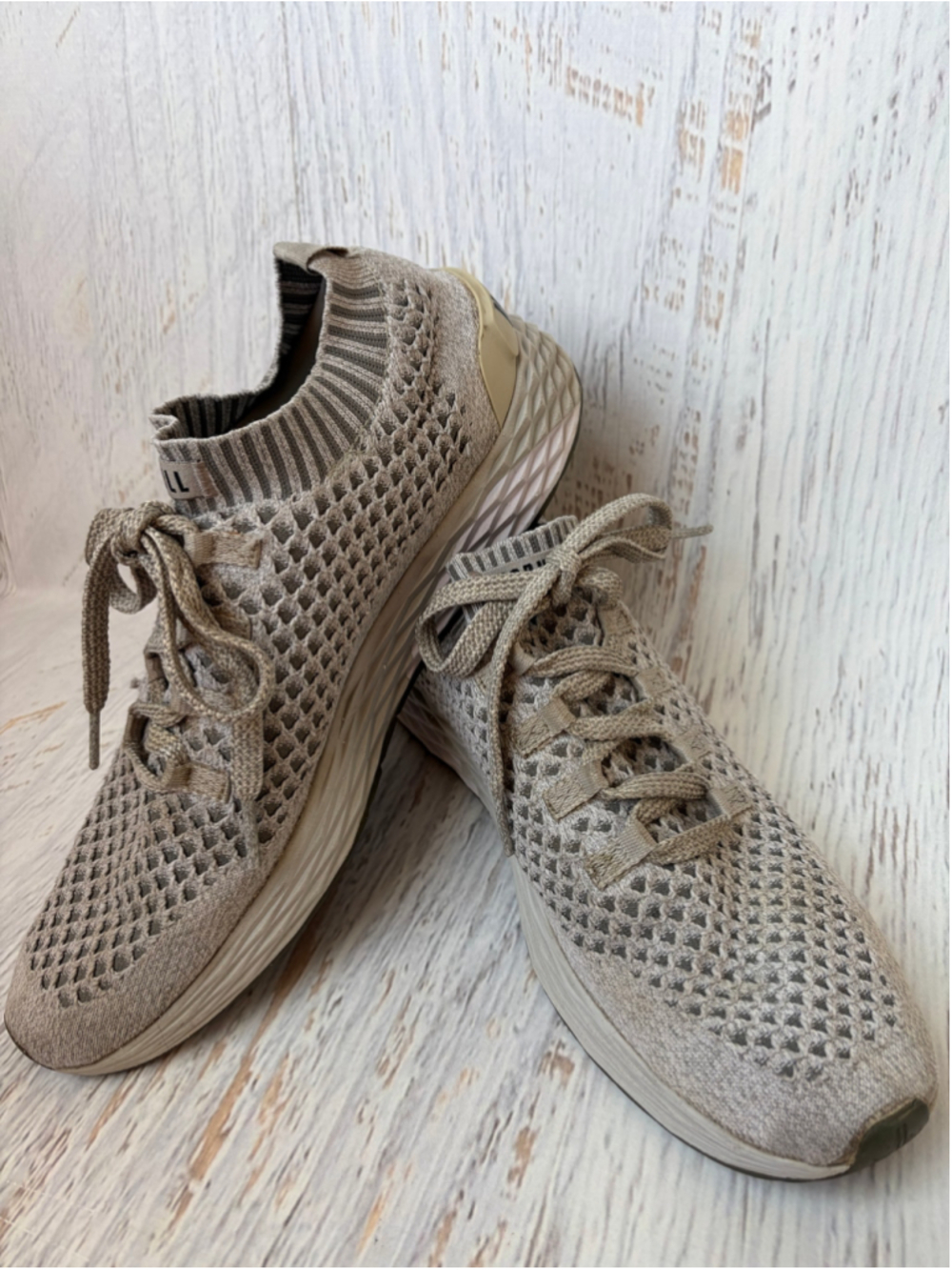 Men's NOBULL Knit Sneakers in Beige/Grey size 12.5